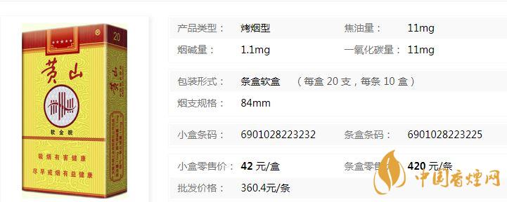 黃山軟金皖軟盒多少錢?黃山軟金皖煙價格及參數(shù)