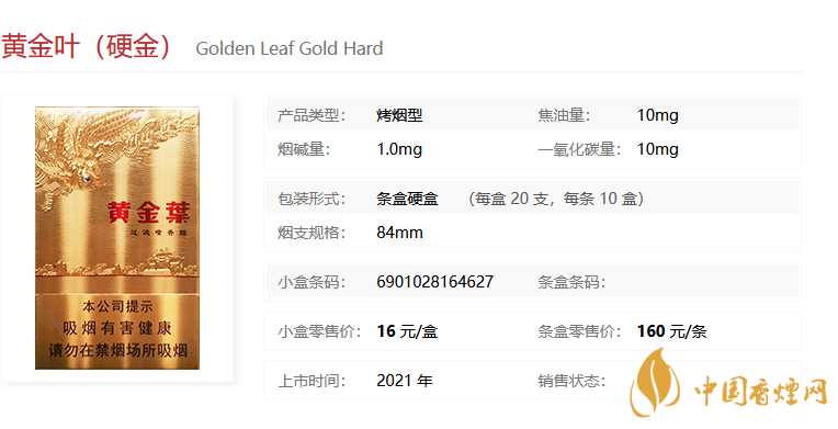 黃金葉(硬金)多少錢一包 黃金葉(硬金)價格參數(shù)一覽。